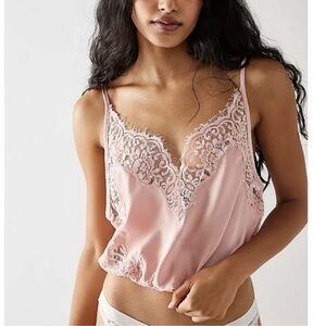 Free People Blush Lace Trim Night Out Blouson
